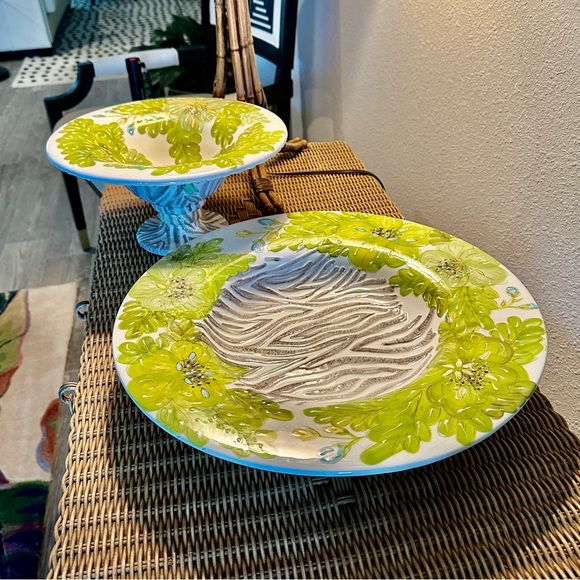 Vintage ‘Tropical Palm’ Hand Made Designer Laurie Gates Platter - Picture 2 of 12